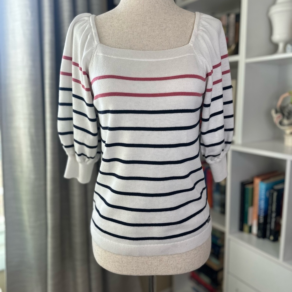 Nautica Women's Striped Sweater - White, Red, and Black